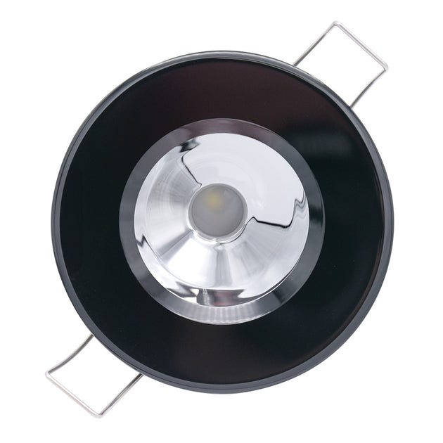 Lumitec Illusion Flush Mount LED Down Light  Warm White  Dimming  Black Housing  Chrome Reflector 117169