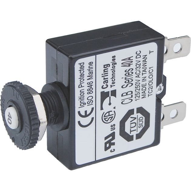 Blue Sea 7061 40A Push Button Thermal with Quick Connect Terminals 7061