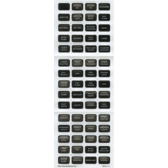 Blue Sea 8214 Black Small Format Label Kit  60 Labels 8214