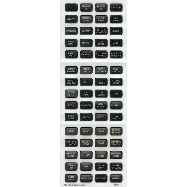 Blue Sea 8214 Black Small Format Label Kit  60 Labels 8214