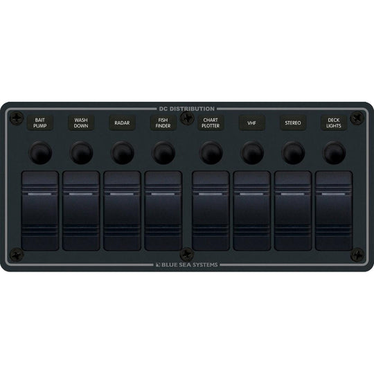 Blue Sea 8371 Water Resistant Panel  8 Position  Black  Horizontal Mount 8371