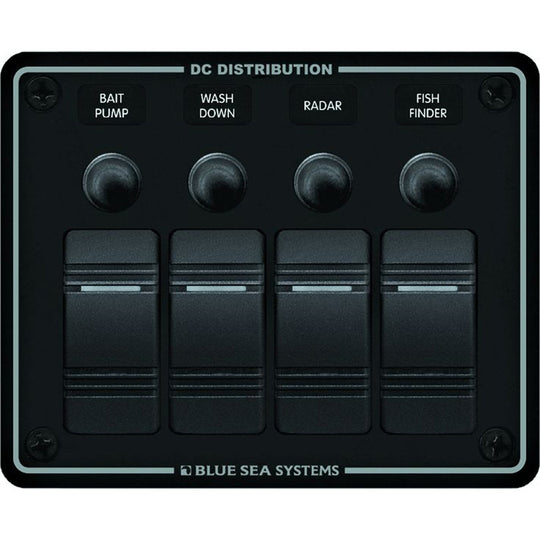 Blue Sea 8372 Water Resistant 4 Position  Black  Horizontal Mount Panel 8372