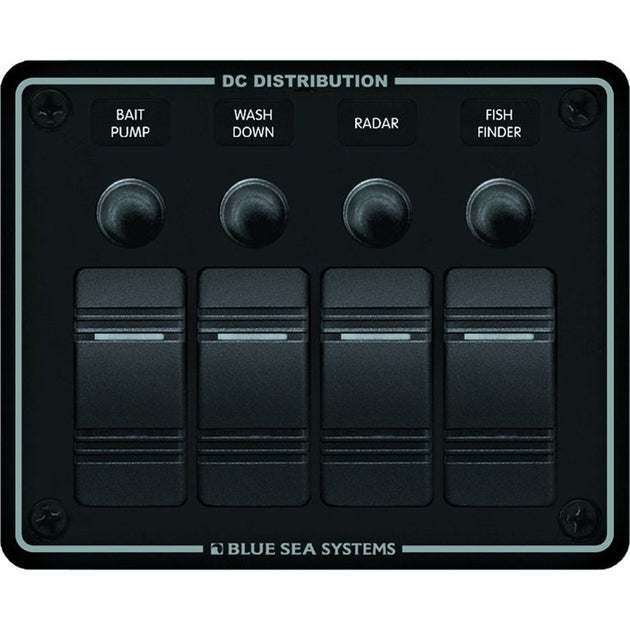 Blue Sea 8372 Water Resistant 4 Position  Black  Horizontal Mount Panel 8372