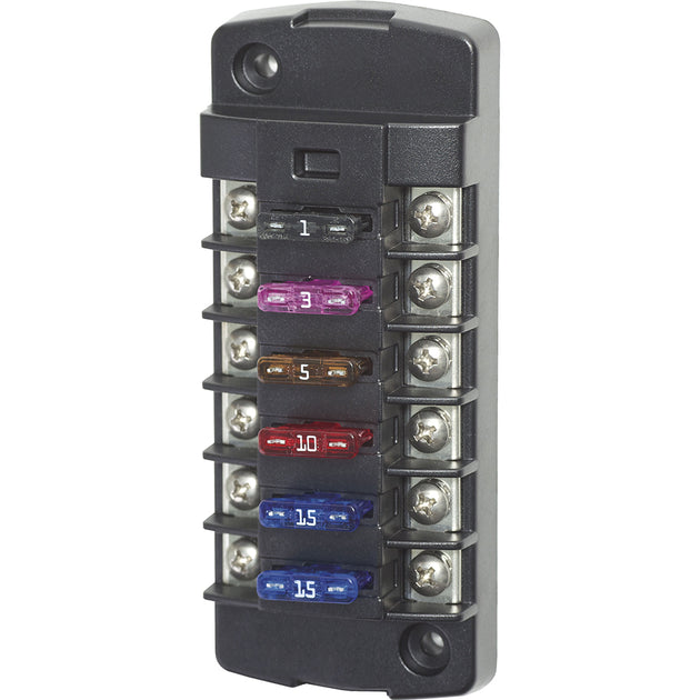Blue Sea 5037 ST Blade Fuse Block wo Cover  6 Circuit Independent wo Negative Bus 5037