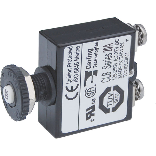 Blue Sea Push Button Reset Only Screw Terminal Circuit Breaker  20 Amps 2134