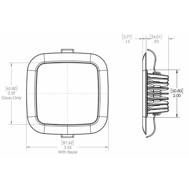 Lumitec Square Mirage Down Light  White Dimming RedBlue NonDimming  Polished Bezel 116118