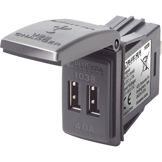 Blue Sea 1038 48V Dual USB Charger Contura Switch Mount 1038