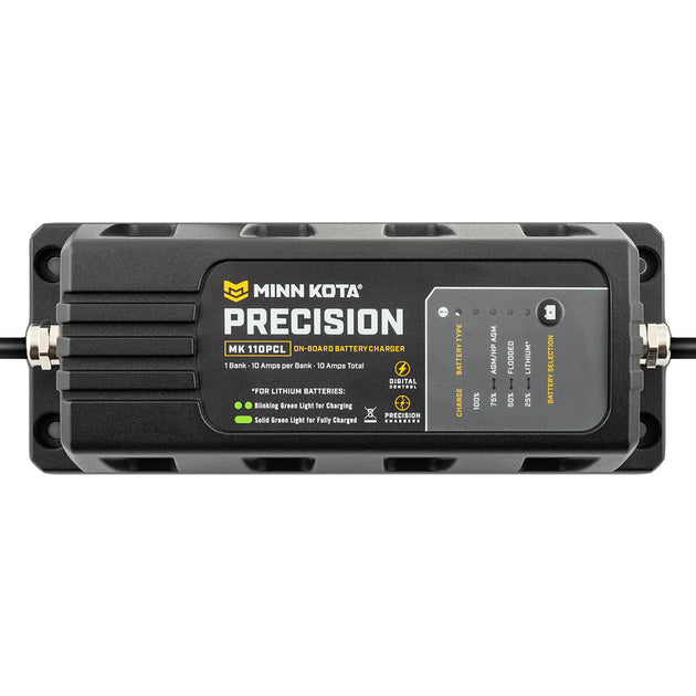 Minn Kota OnBoard Precision Charger MK110 PCL 1 Bank x 10 AMP LI Optimized Charger 1831101