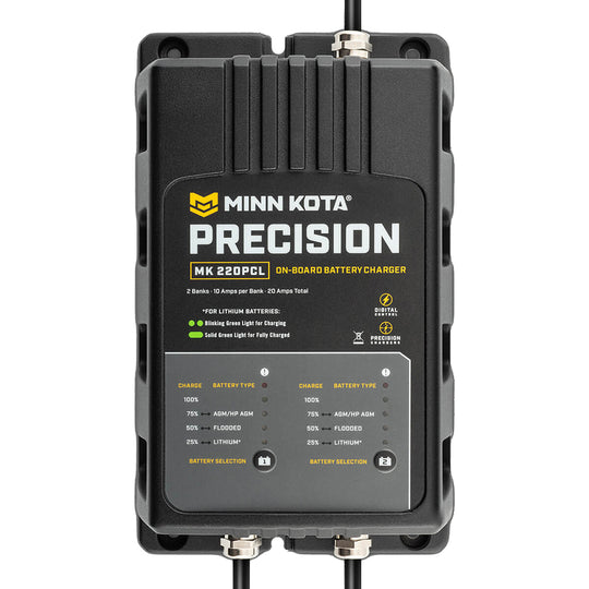 Minn Kota OnBoard Precision Charger MK220 PCL 2 Bank x 10 AMP LI Optimized Charger 1832201